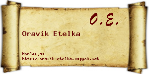 Oravik Etelka névjegykártya